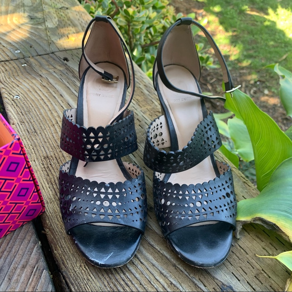Black wedge sandals